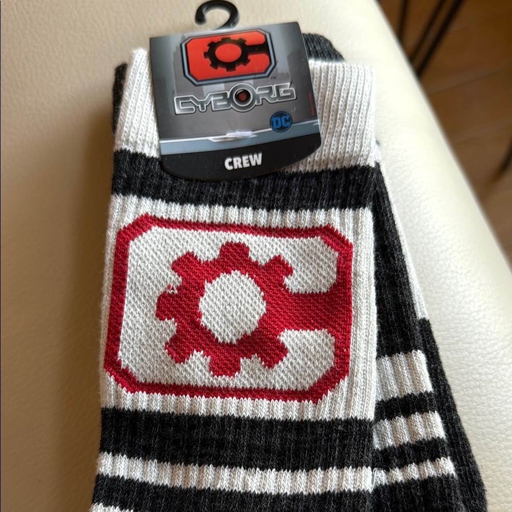 BIOWORLD CYBORG Crew Socks - Black, White, and Red